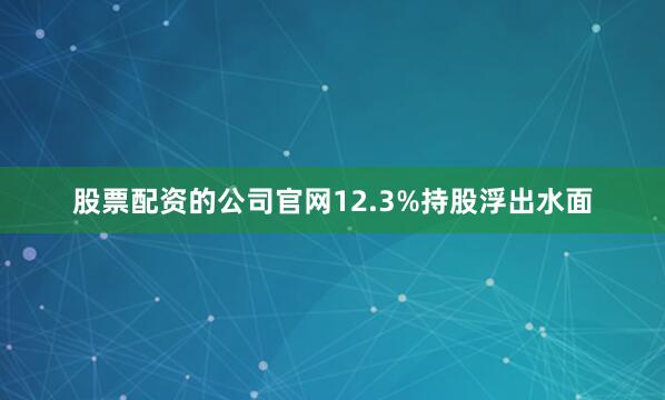 股票配资的公司官网12.3%持股浮出水面