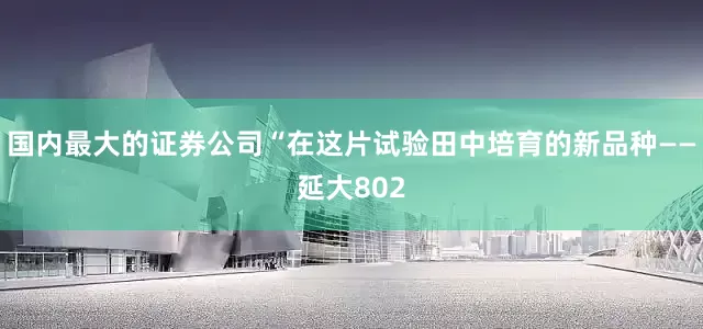 国内最大的证券公司“在这片试验田中培育的新品种——延大802
